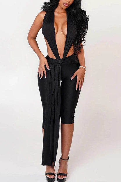 Tie-Front Halter Jumpsuit