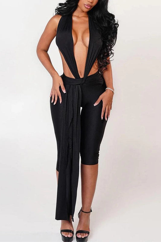 Tie-Front Halter Jumpsuit