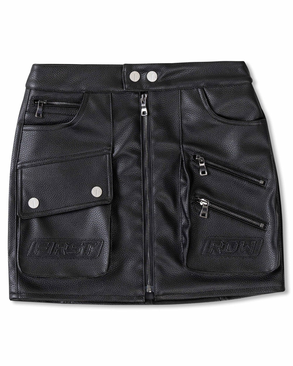 Vegan Leather Racing Cargo Pocket Mini Skirt