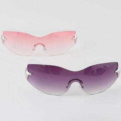 Double Shiny Star Rimless Gradient Shield Sunglasses