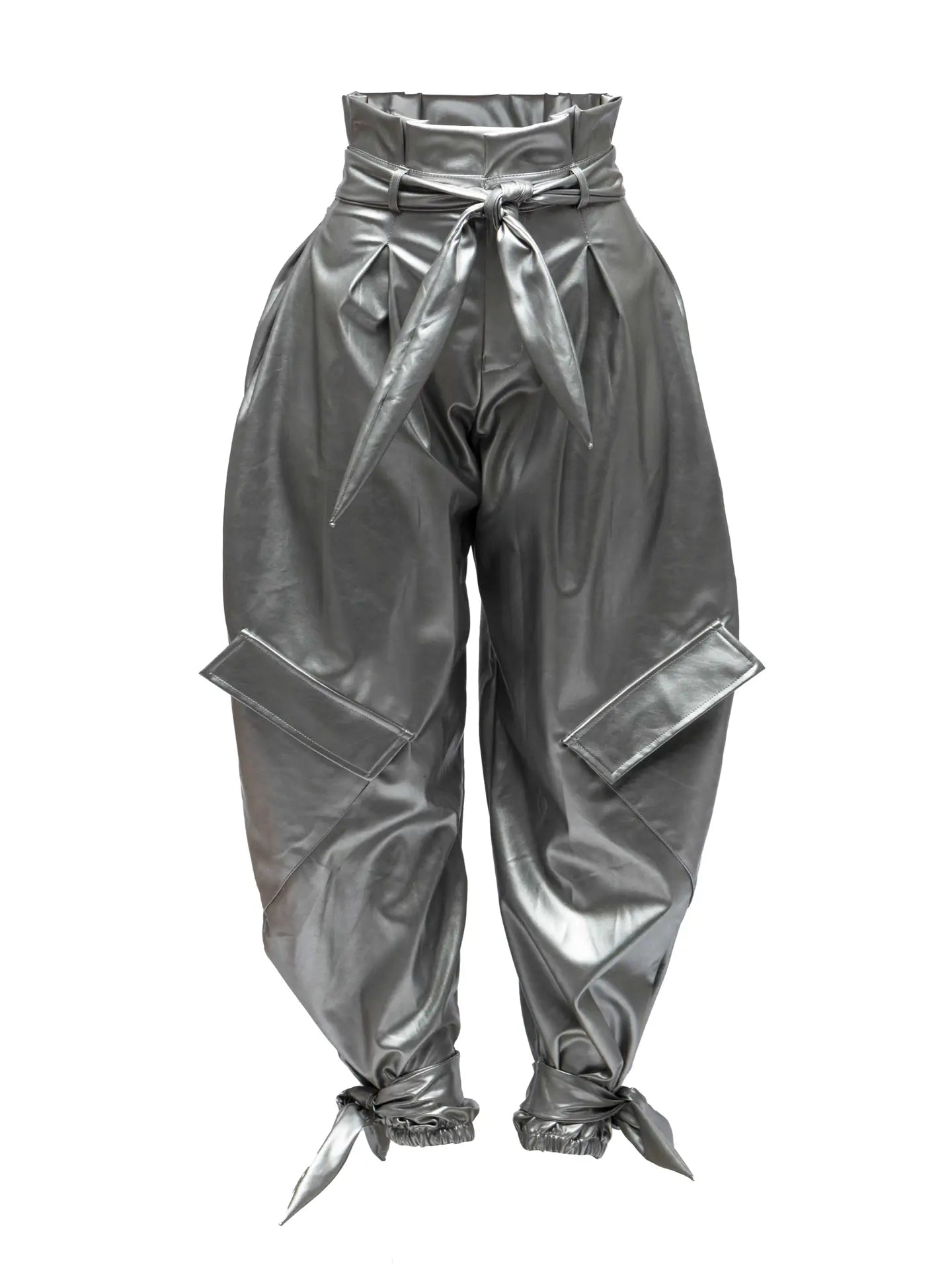 Metallic PU Jogger Pants