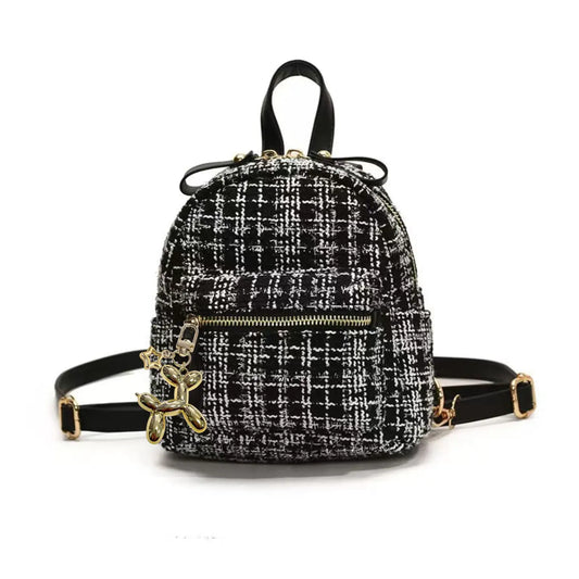 Mini Tweed Black Mini Backpack with Balloon Dog Bag Charm