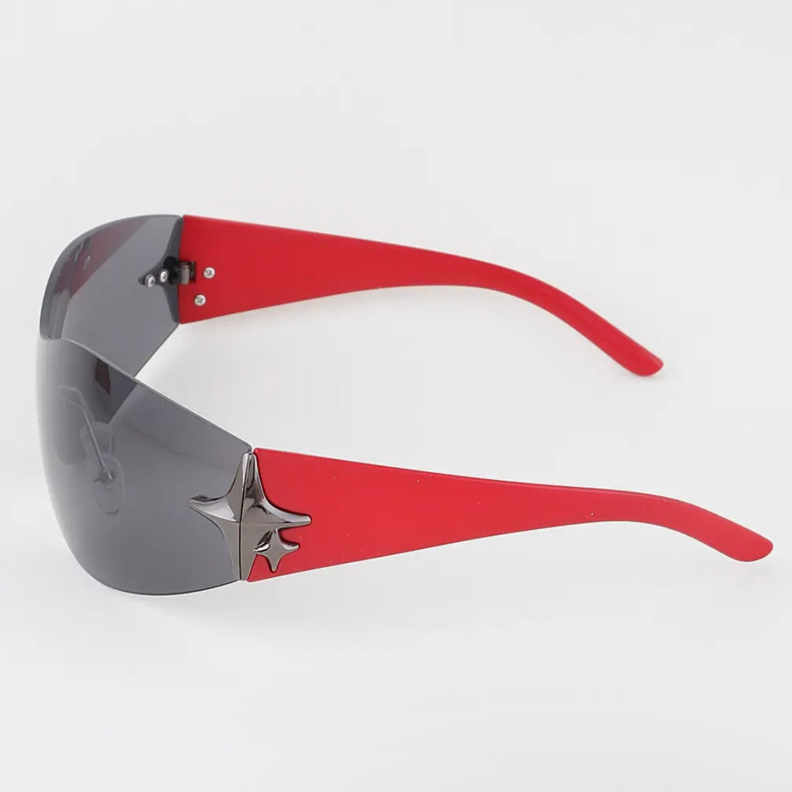 Double Shiny Star Rimless Gradient Shield Sunglasses