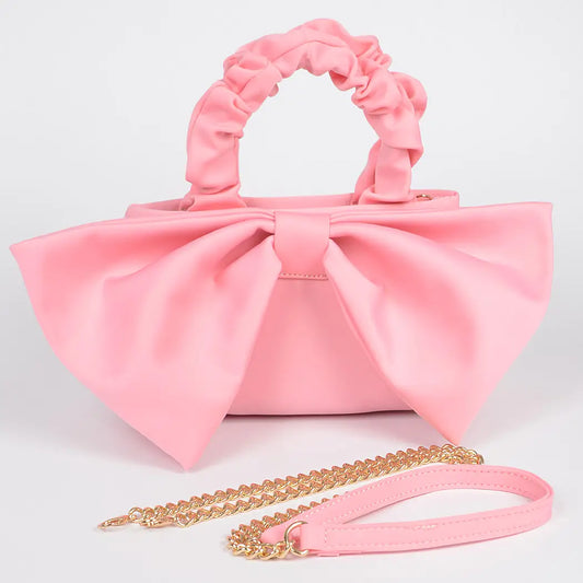 Top Handle Bag with Bow Front Clutch