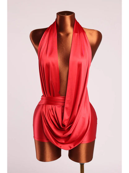 Halter Cowl Neck Open Back Clubwer Romper