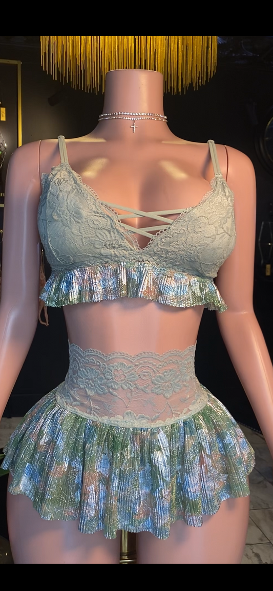 Mint lace brallete and mini