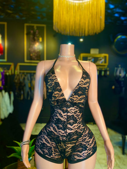 lace deep v romper