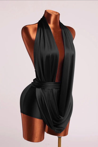 Halter Cowl Neck Open Back Clubwer Romper