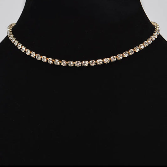 Rhinestone Thin Choker Necklace