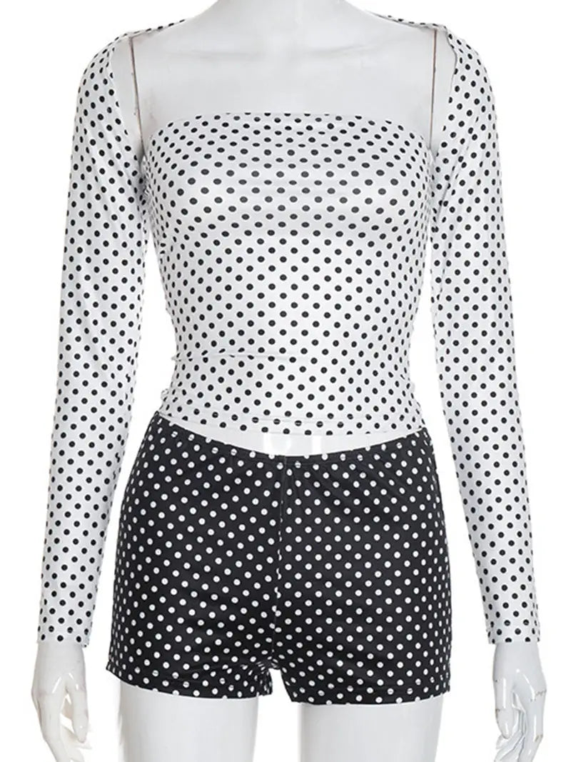 Polka Dot Long Sleeve Short Set