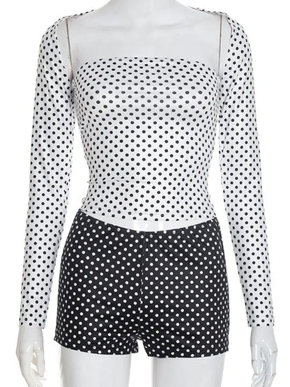 Polka Dot Long Sleeve Short Set