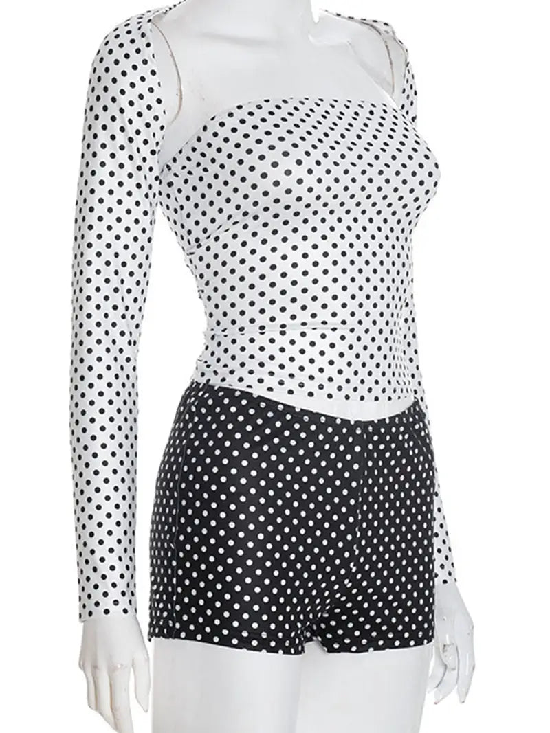 Polka Dot Long Sleeve Short Set