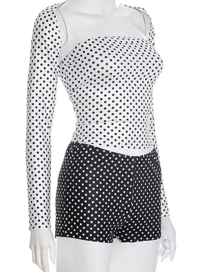 Polka Dot Long Sleeve Short Set