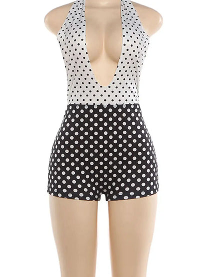 Polka Dot Halter Neck Romper