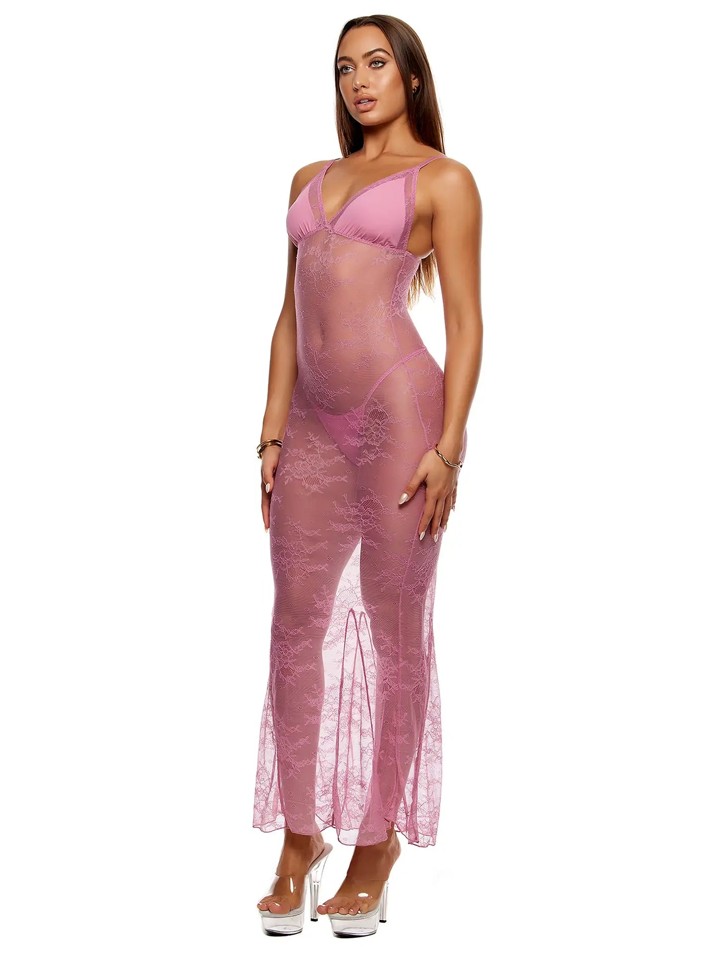 Take It Easy Lounge Lace Nightgown Lingerie Set
