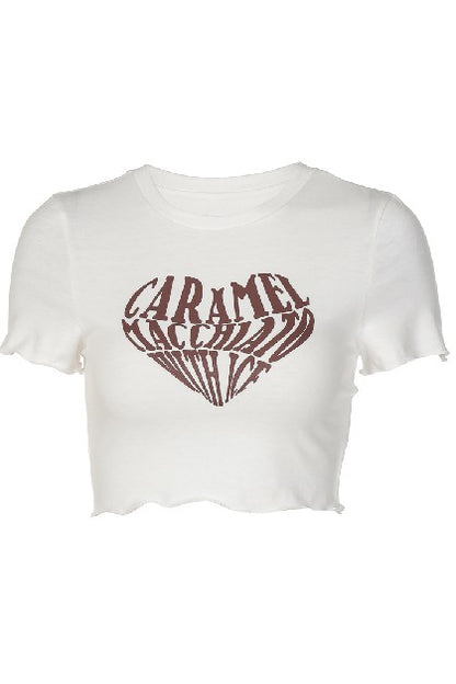 Caramel Macchiato Short Sleeve Crop Top