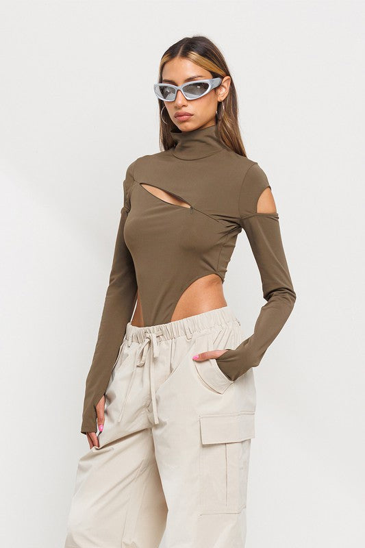 Cut out front and cold shoulder Bodysuits
