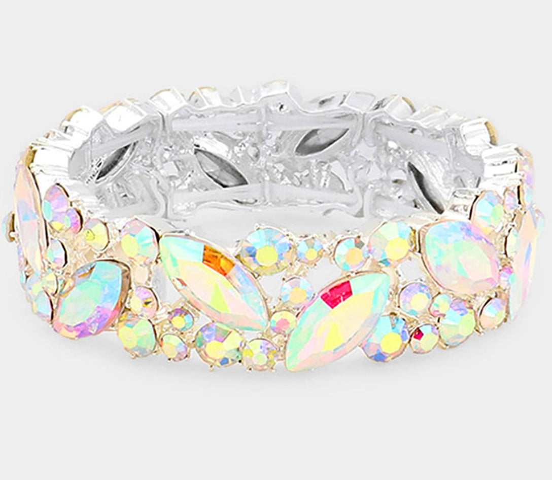 Crystal Glass Marquise Stretch Bracelet
