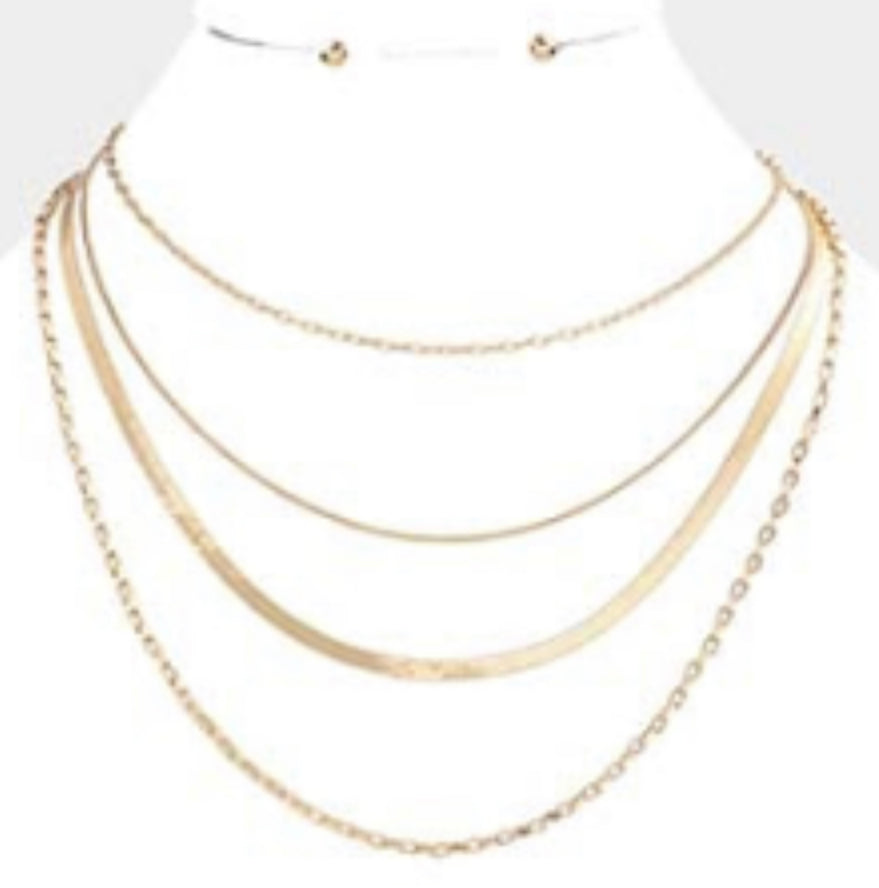Metal Chain Multi Layered Necklace