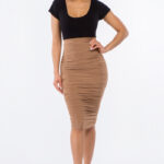 Ruched Double Layer Midi Skirt